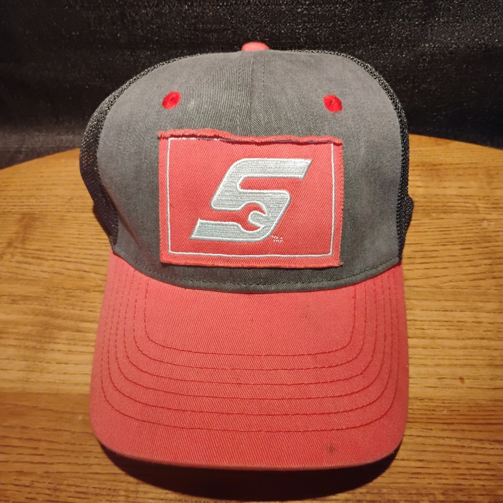 Gray and Red Snap Logo Cap